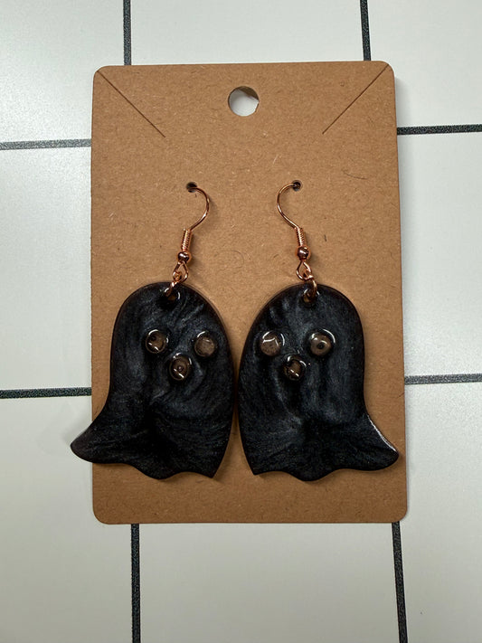 Black Shimmer Ghost Earrings