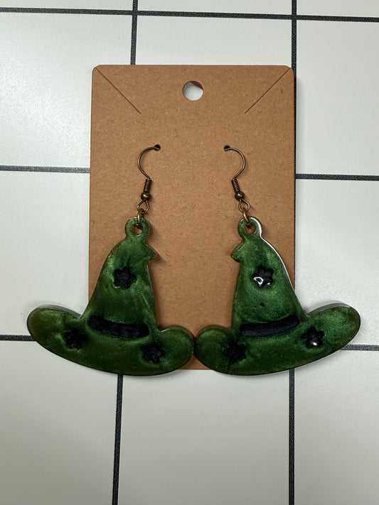 Black & Green Witch Hat Earrings