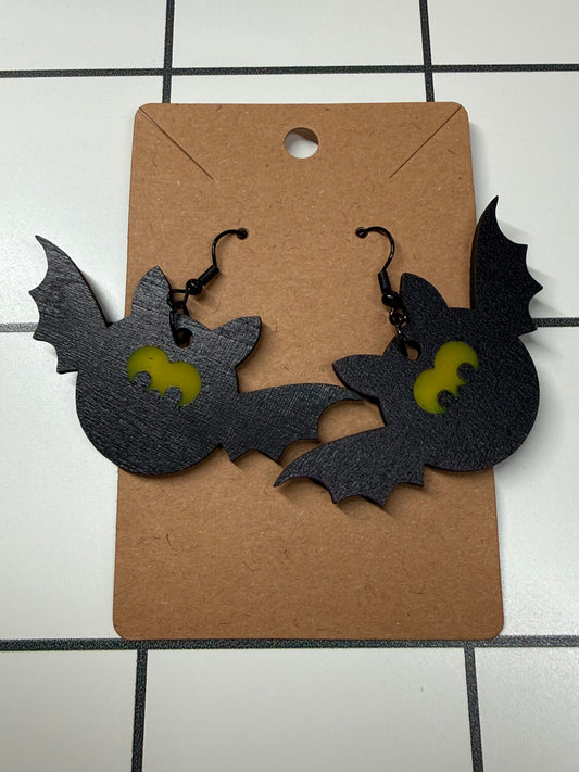 GLOW Black Bat Earrings