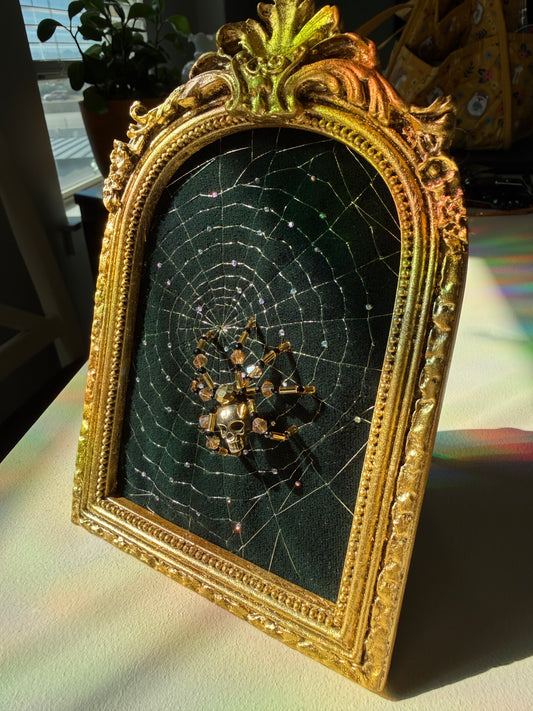 Framed Skull Spider & Web