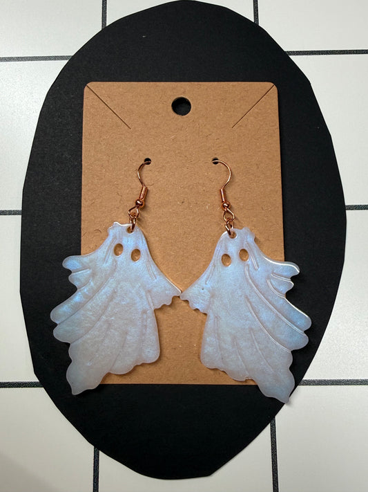 Shimmery White Ghost Earrings