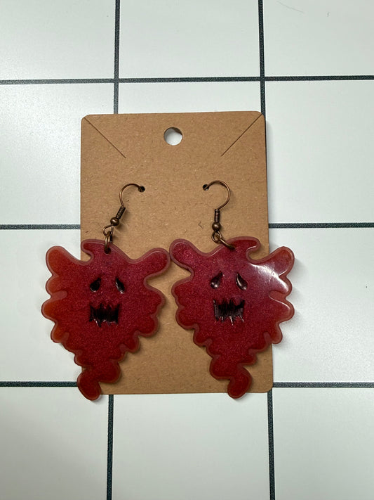 Red Shimmer Glob Ghost Earrings