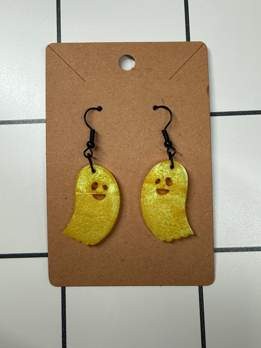 Yellow Shimmer Ghost Earrings