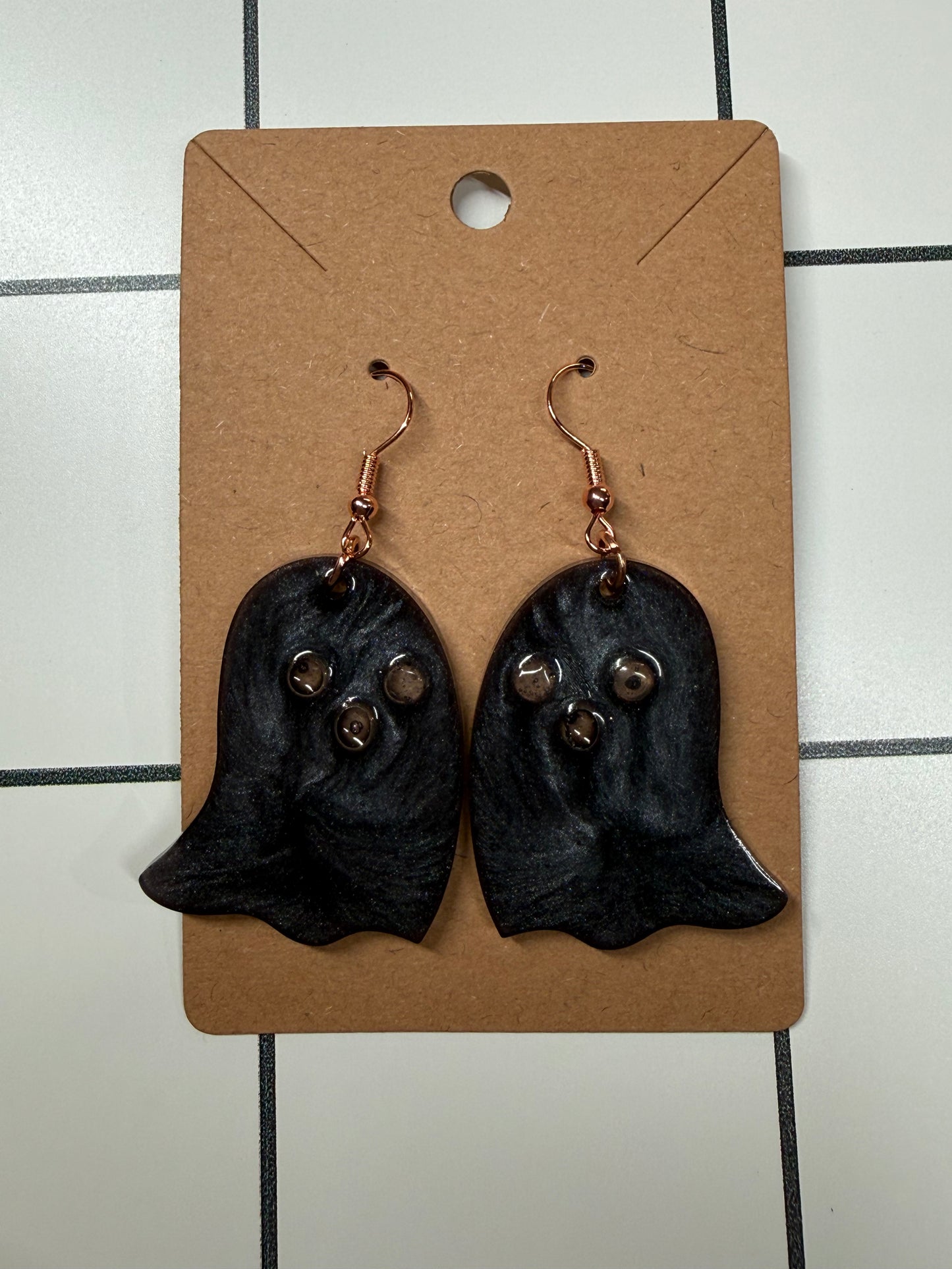 Black Shimmer Ghost Earrings